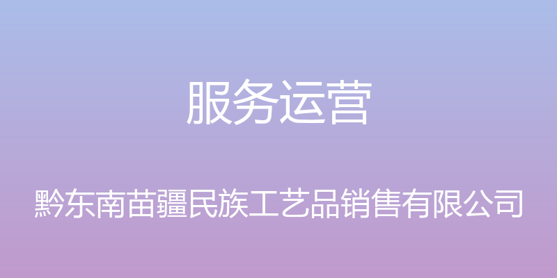 服务运营 - 黔东南苗疆民族工艺品销售有限公司